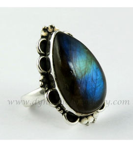 Bagues de créateur unisexes avec pierre précieuse de labradorite naturelle plaquée argent en vrac en gros pour les mariages et les fêtes Bague en argent 925 - Product Image 1