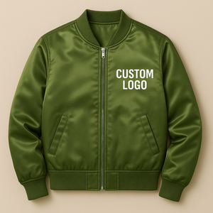 Chaqueta de satén personalizada, ropa de abrigo de estilo de bombardero de béisbol brillante para hombres y mujeres, ropa de calle ligera de moda, fabricante OEM y ODM - Product Image 1