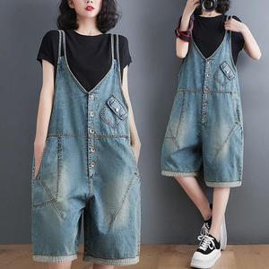 Summer Short Loose Big Size Wide Leg Denim Overalls <b>for</b> <b>Women</b> <b>Casual</b> Oversized <b>Jumpsuits</b> Baggy Bib Pants Straps Jeans 2025 - Product Image 4