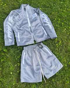 Custom logo High-quality Tech <b>Fleece</b> 100% Cotton Cargo Pants Streetwear Windbreaker Nylon <b>Short</b> Sets Tracksuits for <b>Men</b> - Product Image 2