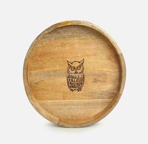 Nuevo Cuenco y bandeja de madera con impresión láser con asa nuevo para cena buffet ensaladera decoraciones de boda - Product Image 1
