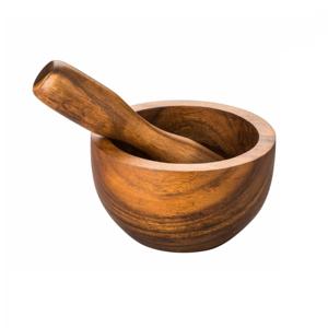 Ensemble de mortier et pilon en bois faits à la main moulin à épices naturel broyeur à herbes en bois outil de cuisine traditionnel pour graines d'herbes - Product Image 4