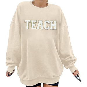 Oversized Loose Fit Long Fleece Sweatshirts Custom Logo Printed <b>Drop</b> Shoulder Winter Streetwear Anti-Wrinkle Breathable - Product Image 6