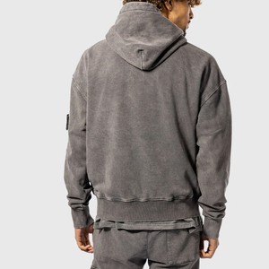 Sudadera de Hombre de Alta Calidad, Lavado Ácido, Estilo Desgastado, Invierno, Color Liso, Teñido, Bordado, Felpa Gruesa, 100% Algodón, Ecológica, de Secado Rápido - Product Image 4
