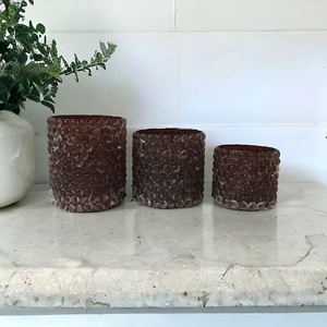 โคมไฟและขวดโหลแก้วโมเสคฟองสำหรับตกแต่งบ้านที่ใส่เทียนเปล่าหรูหราสีน้ำตาลอำพันกำหนดขนาดและสีได้เอง - Product Image 1