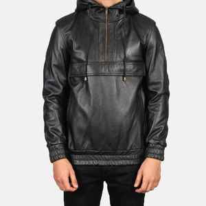 เสื้อฮู้ดดี้คอตั้งหนังแท้คุณภาพสูง 100% สำหรับฤดูหนาว แบบยูนิเซ็กซ์ / เสื้อฮู้ดดี้พิมพ์ลายดิจิทัลสีพื้น - Product Image 4