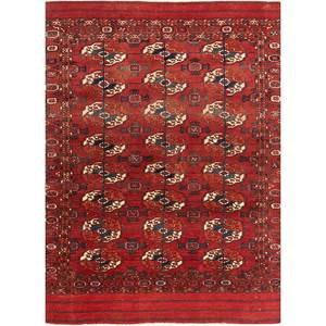 Alfombras de Lana Anudadas a Mano con Patrón Geométrico Kiaan, Rojo y Naranja, Paem-257, para Uso Doméstico - Product Image 1