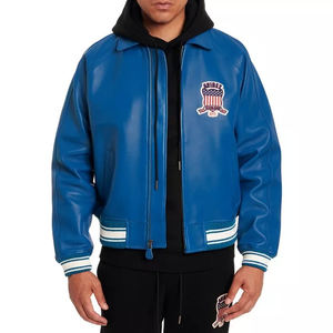 Hombre Chaquetas Liso Cuero Genuino Letterman Varsity Chaqueta Motociclista Fabricado Avirex Chaqueta para Hombre - Product Image 4