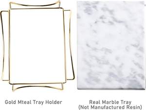 Plateau de salle de bain en marbre de qualité supérieure plateau de vanité élégant pour organiser bijoux parfum soins de la peau décor à la maison ensemble de bain - Product Image 6