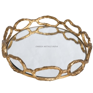 Sleek Gold Round Decorative Tray With Textured Finish Ideal for Serving Snacks and Enhancing Elegant Home Decor Effortlessly - Product Image 5