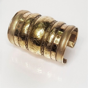 A Z CRAFTS Bracelet large en laiton fait main, unisexe, écologique, tendance, aspect antique, bijou de poignet statement - Product Image 2