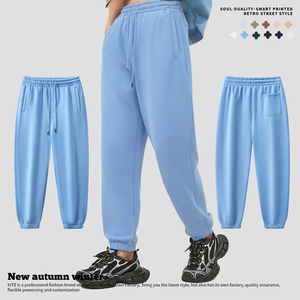 350G automne et hiver hommes couleur unie décontracté coton polaire pantalons de survêtement éponge surdimensionné Streetwear unisexe Joggers - Product Image 3