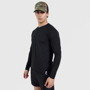 M024 <b>Slim</b> Fit Casual Black Tee Long Sleeves Plain Dyed Techniques - Product Image 3