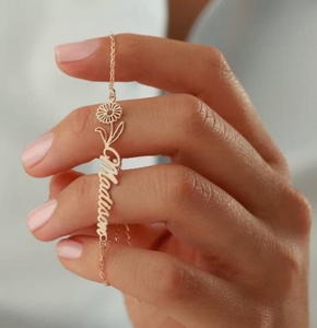 Plata de Ley 925, oro de 18 quilates, Vermeil, nombre personalizado, piedra natal, flor de nacimiento, pulsera, iniciales personalizadas, regalos de joyería de Navidad - Product Image 1