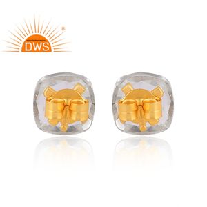 Última tendencia plata esterlina 18K chapado en oro Natural verde amatista piedra preciosa Stud pendiente Demi joyería fina para mujeres - Product Image 4