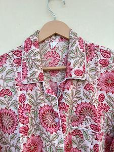 Ropa de dormir de algodón hecha a mano con estampado Floral indio, traje de noche para mujer, elegante traje informal para caminar por la mañana para verano, otoño y primavera - Product Image 4