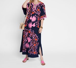 Suzani bordado Maxi vestido 100% algodón estilo Casual tejido elemento de moda Simple cintura Natural Forro de algodón - Product Image 3