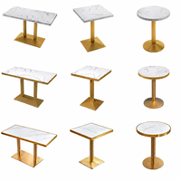 Mobilier de Restaurant Commercial, buffet en plein air, table de restaurant, cadre doré en métal, table de restaurant en marbre