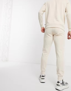 Ensemble de survêtement pour homme en deux pièces, streetwear d'hiver, uni, coupe régulière, grande taille, décontracté, entraînement, 100% coton - Product Image 3