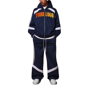 ชุดวอร์มสำหรับผู้ชายโอเวอร์ไซส์ลายพระอาทิตย์/โอด์ชุดวอร์มปักลายด้วยกรดเฮฟวี่เวททำให้ซีดจาง - Product Image 1