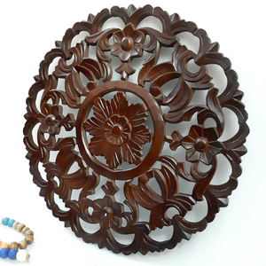 Décoration Murale Artistique Intelligente en Bois Sculpté à la Main, Scènes Naturelles Modernes Rondes, Panneau Mural en Bois Ingénierie Botanique pour la Maison - Product Image 3