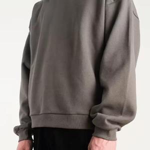 Sweat-shirt à capuche surdimensionné personnalisé pour homme 2025, 100% coton, sans cordon, ourlet brut épais, teinture unie, pour un confort hivernal - Product Image 2