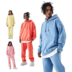 เสื้อสเวตเตอร์มีฮู้ดของผู้ชายผ้าฝ้ายน้ำหนักมากปักลายมีฮู้ดโอเวอร์ไซส์กำหนดเองได้ - Product Image 1