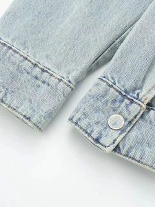 Nouvelle conception Veste en jean décontractée pour femmes Hiver Service OEM personnalisé Lavage à l'acide 100% coton Respirant - Product Image 5