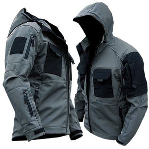 Chaqueta Táctica para Hombre, Chaqueta con Cremallera Completa, Diseño de Aplicación, Impermeable, Suave, para Exteriores, Senderismo, Acampada y Aventura - Product Image 5
