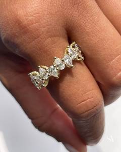 Anillo de Compromiso de Diamante Cultivado en Laboratorio con Corte Brillante, Certificado IGI, Engaste de Garras, Anillo de Eternidad, 5x3mm, VS1, Oro Rosa de 14K, Apilable - Product Image 2