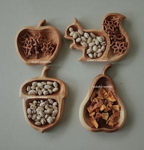 Nouveauté 2025 haute qualité meilleure vente forme d'écureuil en bois 2 compartiments plaque d'écrou plateau - Product Image 3