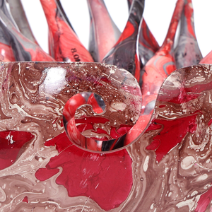 Ensemble de crochets marbrés faits à la main de couleur rouge avec bol en fil et aiguilles à tricoter pour tricoter et crocheter - Product Image 2