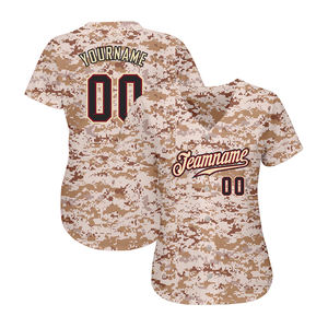 Camiseta de béisbol con nombre de equipo personalizado, ropa de verano con cierre de botón, camisetas de béisbol hechas de LICRA de camuflaje, OEM - Product Image 3