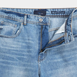 Logo personnalisé pour hommes délavé à l'acide bleu ciel jean coupe droite en détresse délavé grande taille style vente en gros hiver automne été - Product Image 2