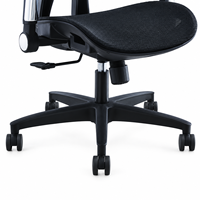 Chaise de bureau noire entièrement en mesh avec accoudoirs 6D, panneaux lombaires séparés et hauteur de siège réglable pour postes de travail de direction
