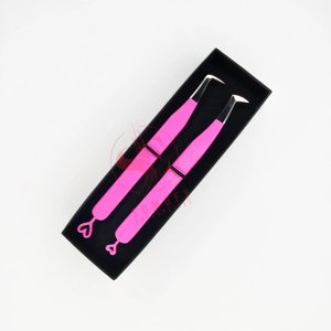 Pinzas de pestañas de maquillaje populares Cuidado de la belleza Pinzas de extensión de pestañas para niñas Pinzas de pestañas de acero inoxidable de etiqueta privada - Product Image 6