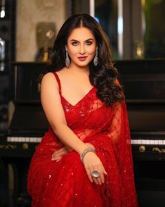 Sari rojo de estilo Bollywood de red suave para fiesta, boda india, ropa especial para festivales, Sari exclusivo étnico con blusa elegante para mujer - Product Image 5