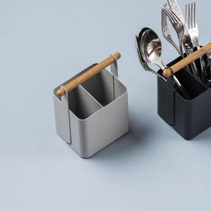 แคดดี้โลหะพร้อมที่จับไม้ในราคาที่ดีที่สุด Flatware แคดดี้อุปกรณ์จัดระเบียบเคาน์เตอร์ครัวร้านอาหาร - Product Image 6