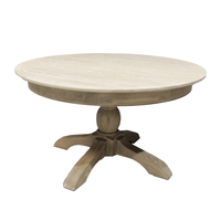 Table à manger ronde en bois massif, style farmhouse, gris délavé, pour restaurant, hôtel, café, mobilier commercial