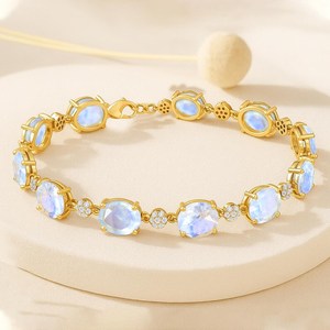 Pulsera de tenis de plata 925 de piedra lunar arcoíris, piedra preciosa blanca Natural hecha a mano, joyería de piedra natal de junio para ella - Product Image 2