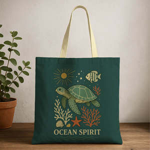 Ocean <b>Spirit</b> Eco-Friendly Beach Tote Bags Medium Size Long Rope Handle Canvas Tyvek Paper Screen Printing Washable Recyclable - Product Image 1