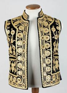 Gilet afghan noir classique pour homme de style ethnique traditionnel avec broderie simple pour un usage décontracté et formel - Product Image 5