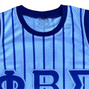 Maillot de basket-ball à fines rayures blanc-Phi Beta Sigma | Maille lourde 100% polyester | Logos brodés et côtes en tricot | Équipement de fraternité - Product Image 3