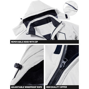 Veste de ski d'hiver pour homme avec logo personnalisé, imperméable, coupe-vent, isolée en polaire, veste de montagne à capuche, fermeture éclair - Product Image 3