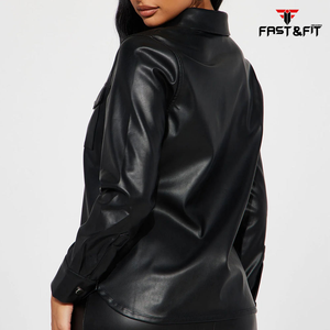 Haute qualité dernière conception femmes à la mode haute qualité femmes meilleure conception chemises en cuir à vendre - Product Image 3