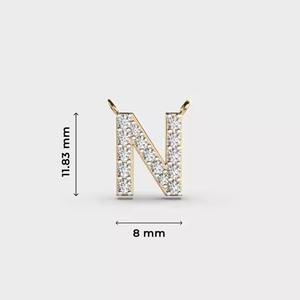 Pendentifs et breloques unisexes en or plaqué avec la lettre 'N', bijoux fins, diamant moissanite adapté aux enfants pour les fêtes - Product Image 3