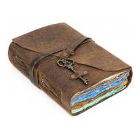Journal en cuir vintage pour femmes et hommes 240 pages multicolore Deckle Edge papier stylo boucle clé livre ombres cahiers anciens