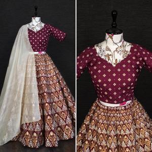 Nueva hermosa secuencia de hilo nupcial Lehenga Choli Georgette trabajo bordado semi cosido con tela de trabajo Dupatta - Product Image 4