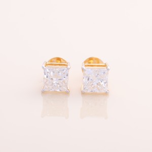 IGI Certified Lab Grown Princess Cut Diamond Stud <b>Earrings</b> 14K Yellow / White / Rose Gold Classic Solitaire Stud <b>Earrings</b> - Product Image 5