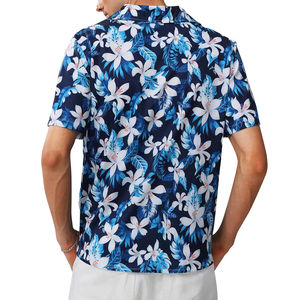 Ropa de Playa Hawaiana al por Mayor de Alta Calidad, Transpirable, de Verano, de Manga Corta con Doble Botonadura, Cuello en V, Secado Rápido y Ecológica para Hombre - Product Image 3